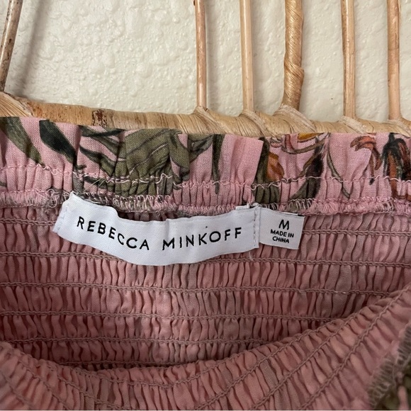 Rebecca Minkoff Dolly Top Smocked Peplum Top Tie Straps Summer Women's Sz M B21 - Picture 3 of 8